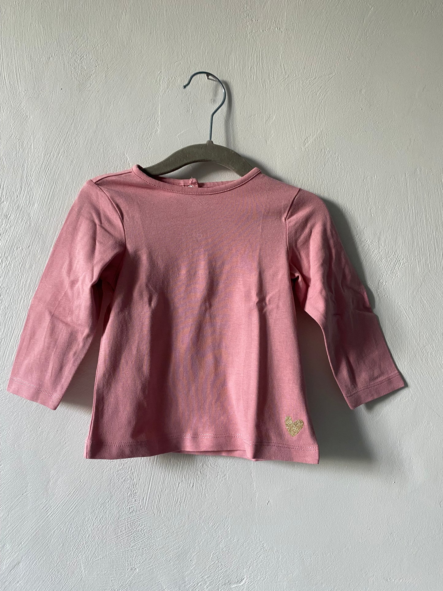 T-shirt manches longues rose Orchestra avec cœur doré - 12 mois