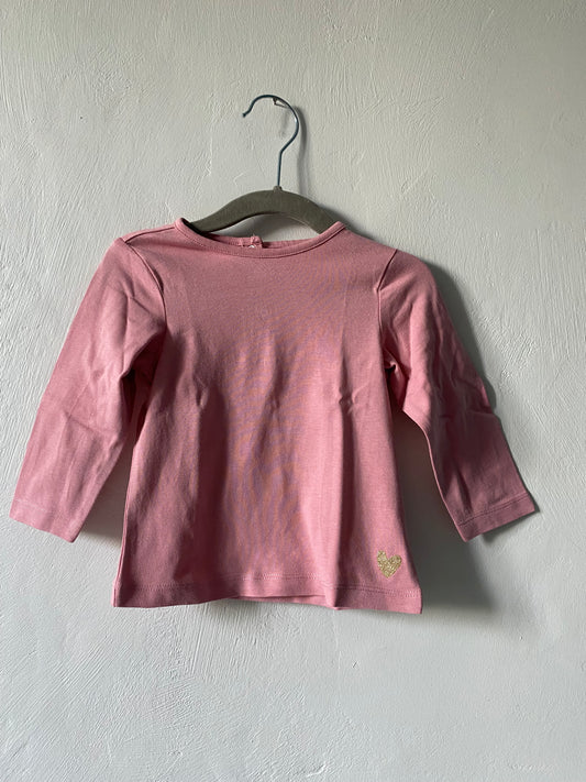 T-shirt manches longues rose Orchestra avec cœur doré - 12 mois