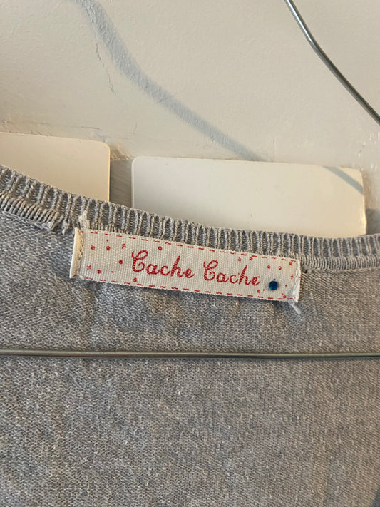 pull col v gris – taille 38 – cache cache (ancienne co)