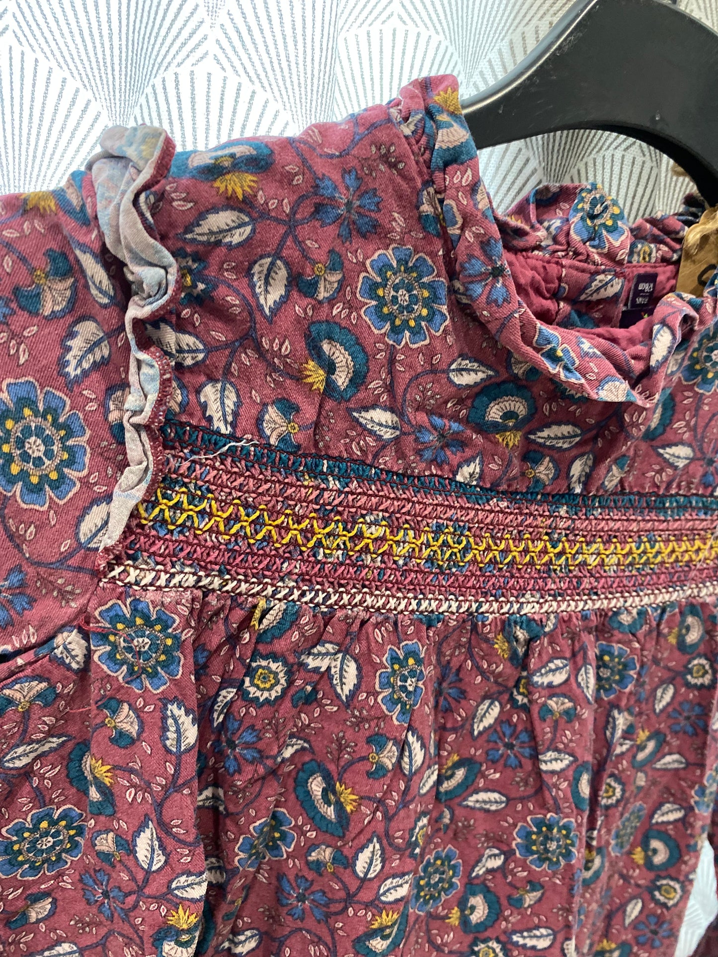 Blouse bordeaux à motifs fleurs col montant – 8 ans – Sergent Major