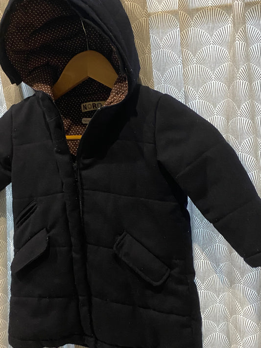 🖤 Manteau long noir – Noro – 4 ans – poche légèrement abîmée