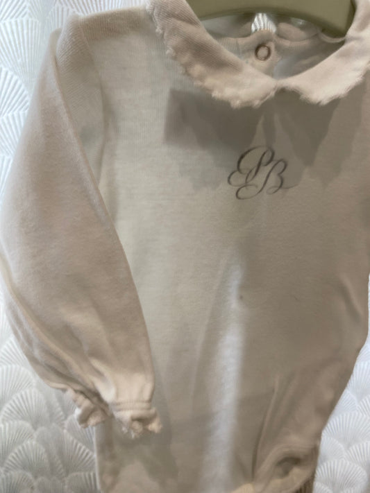 Body blanc col Claudine – manches longues – 3 mois – Petit Bateau