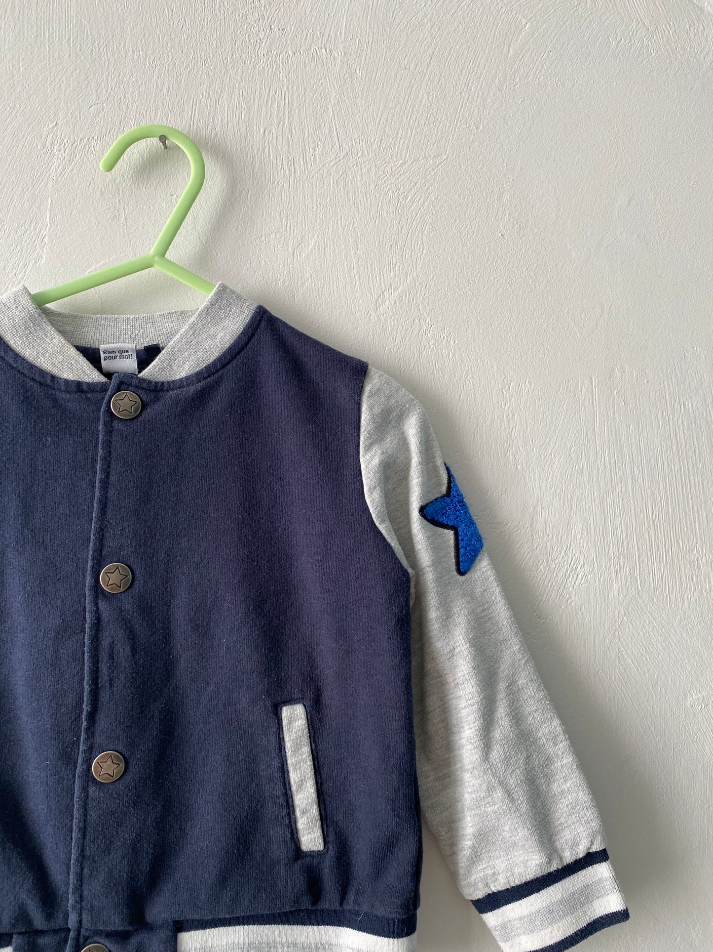 Veste teddy bébé marine & gris – 18/24 mois – 3 Pommes