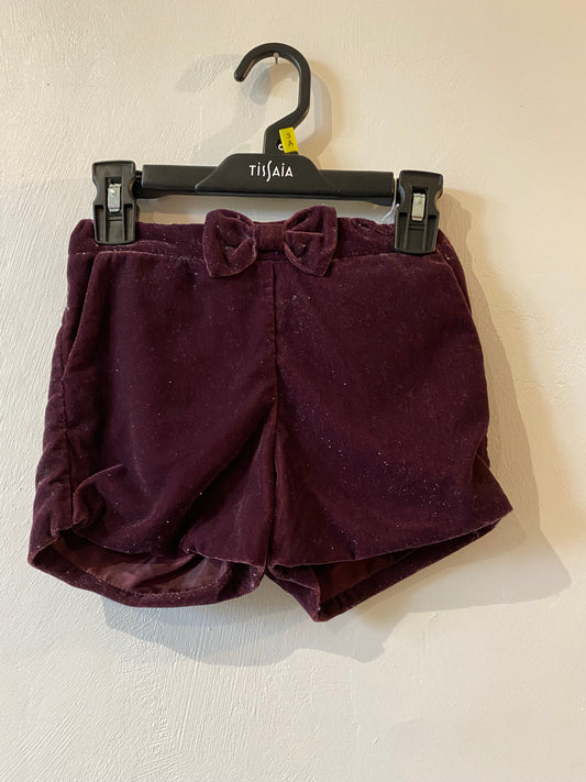 short bordeaux à paillettes effet velours – 4/6 ans – H&M