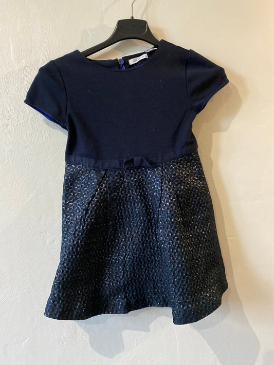 6 ans – Robe bi-matière marine à jupon pailleté – Okaïdi