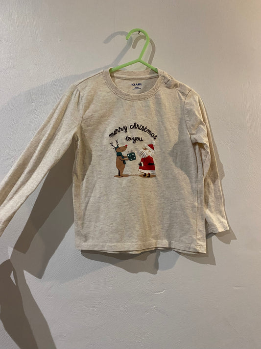 haut de pyjama léger beige – motifs noël – 36 mois – kiabi