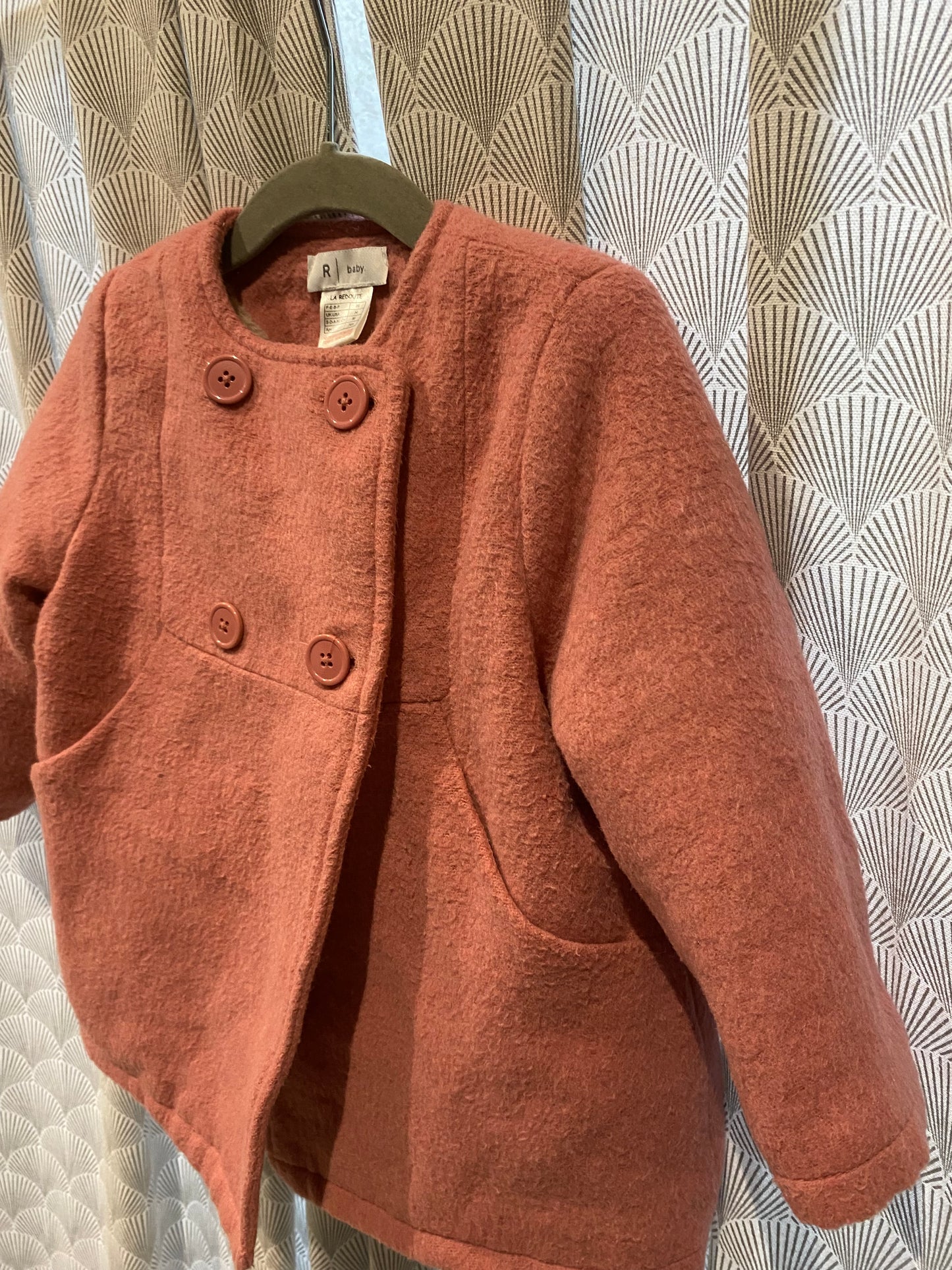 💗 Duffle-coat rose bonbon intérieur fourrure – La Redoute – 24 mois
