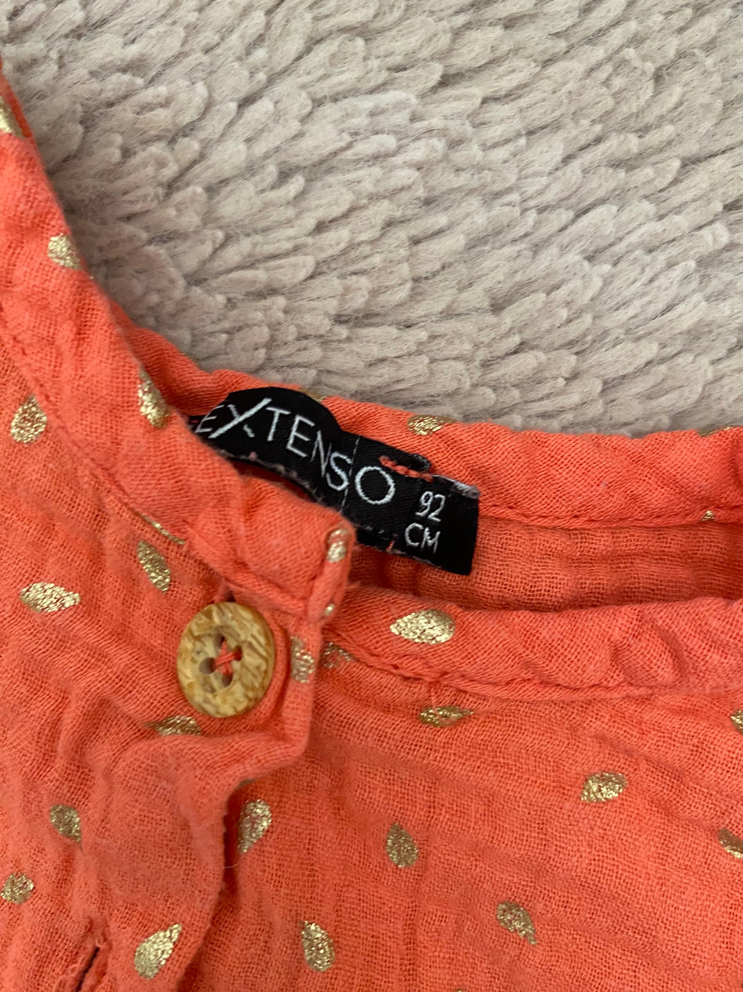 ✨ Robe gaze de coton avec déco dorée – In Extenso – 2 ans