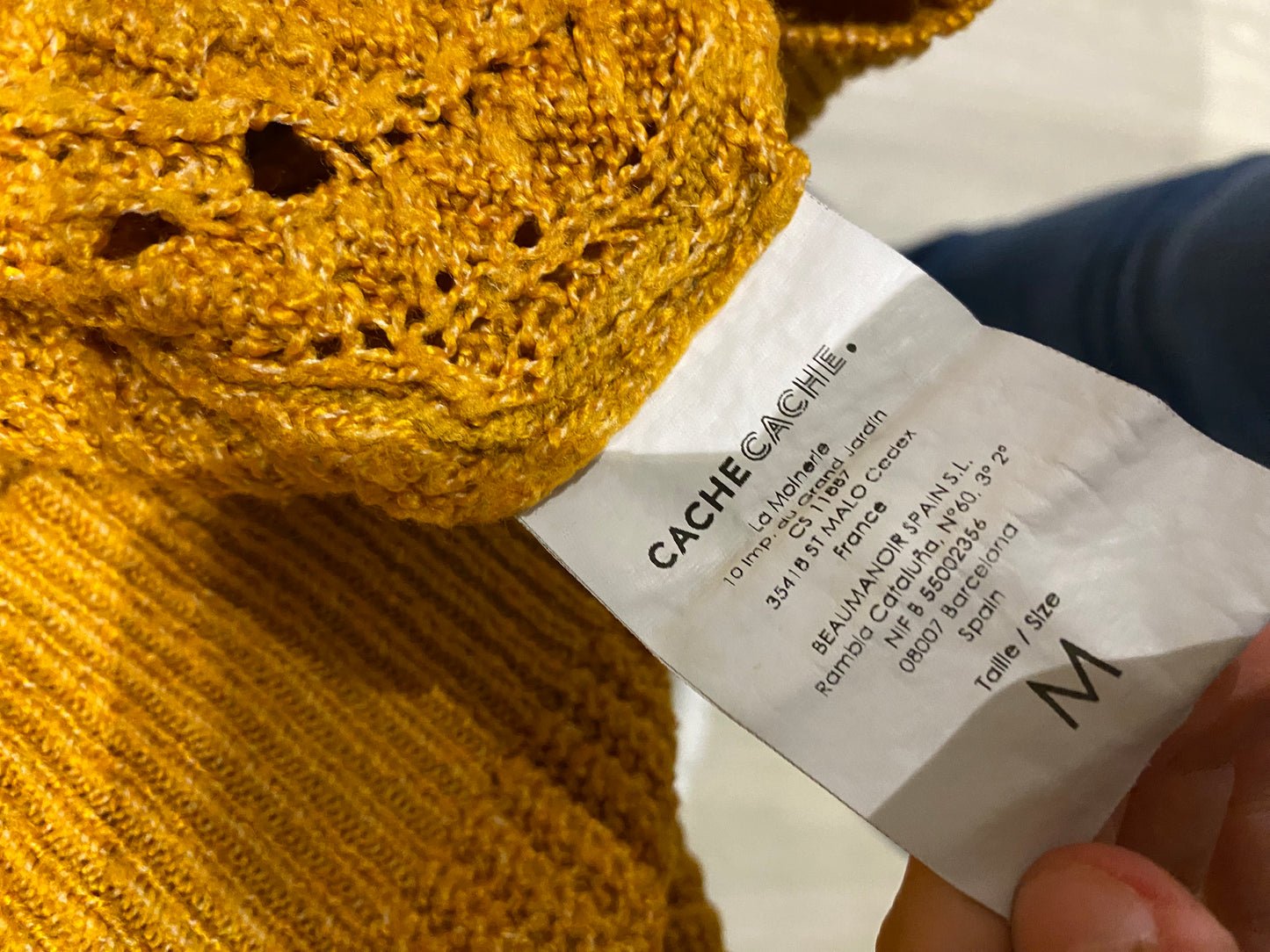 Pull moutarde effet laine col montant – Cache Cache – M