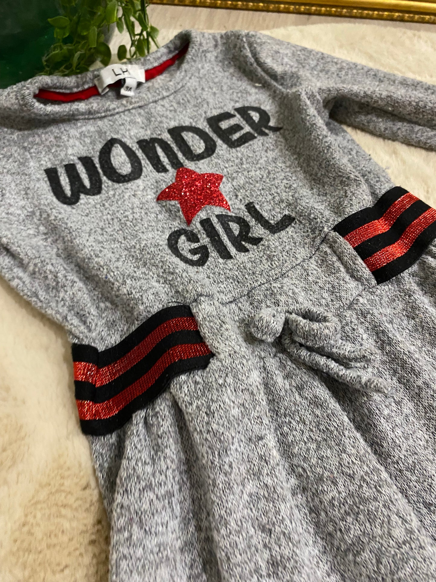 Robe grise chinée Wonder Girl – La Halle – 3 ans 👧✨