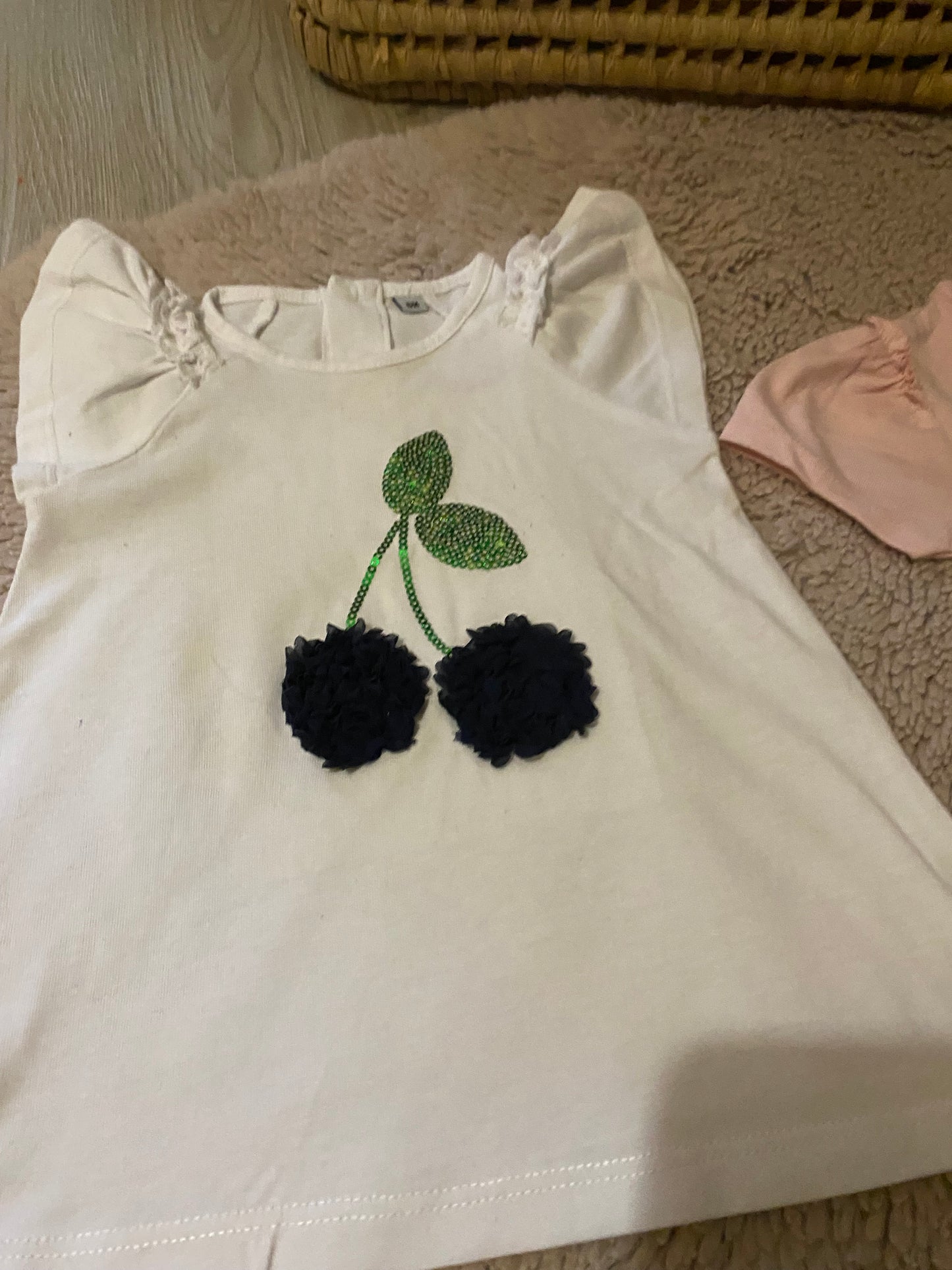 Lot 2 tuniques bébé – Rose & blanche – 6 mois