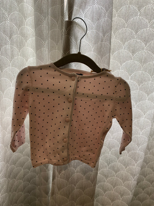 Gilet rose à pois noirs – 6 mois – Kiabi