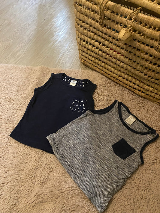 Lot 2 débardeurs (marcel) – H&M – 6/9 mois