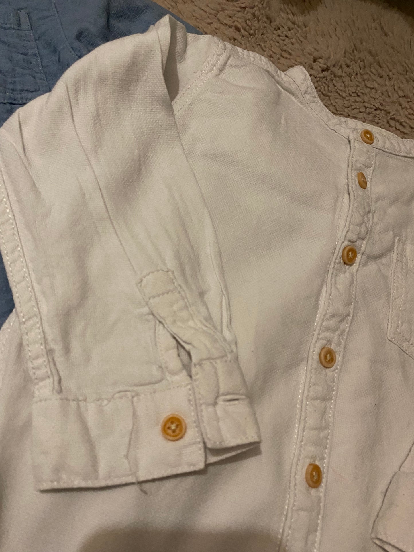 👕 Lot 2 chemises bébé 18 mois – Gemo + Bout’chou – Effet lin & gaze de coton – Très bon état