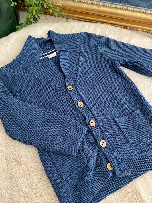 Gilet bleu à boutons col montant – 12/18 mois H&M 💙🧸