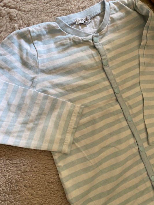💙 Pyjama 1 pièce bleu rayé – In Extenso – 36 mois – ouverture devant