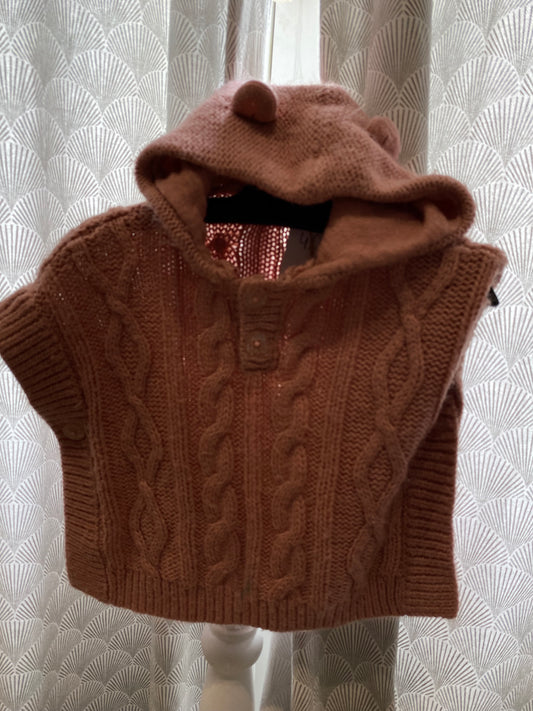 Poncho torsadé rose avec capuche à oreilles – 6 mois – Kiabi