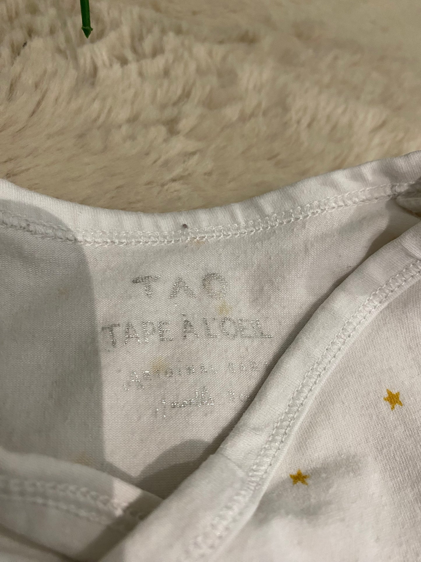 Lot de 2 bodies bébé blancs à motifs – 9 mois – TEX