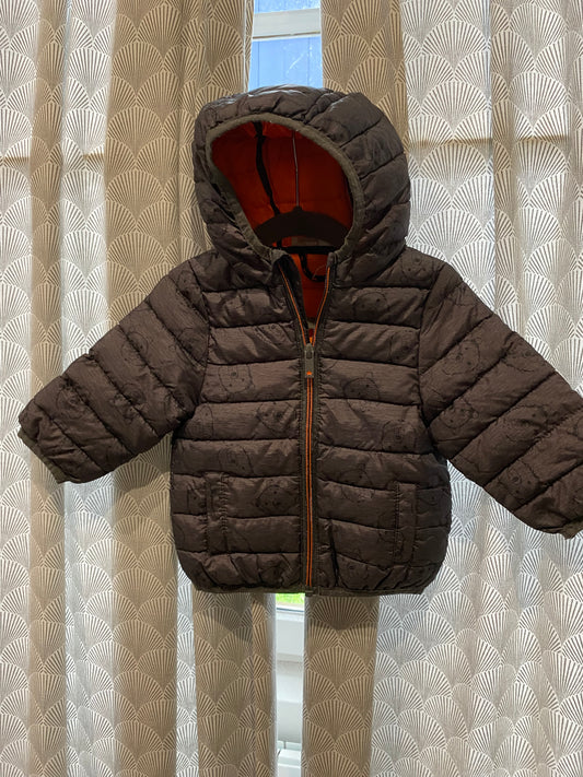 🧸 Doudoune marron légère motif ours – Orchestra – 9 mois
