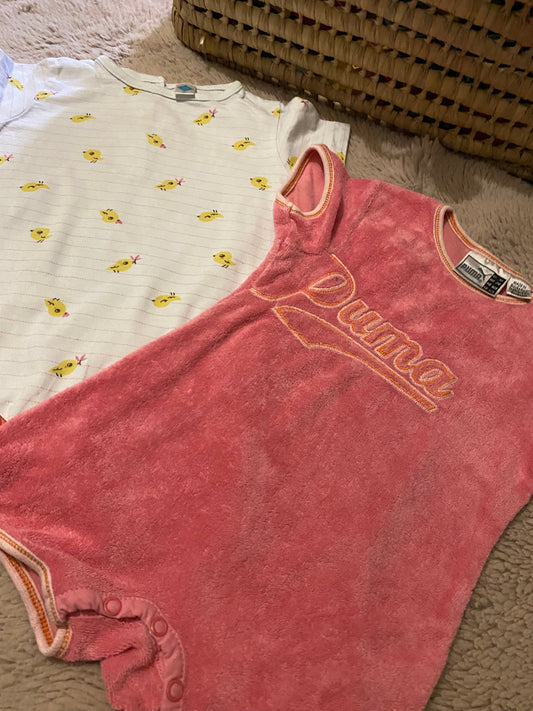🍼 Lot 2 barboteuses bébé 9 mois – Tex légère + Puma effet éponge – Très bon état