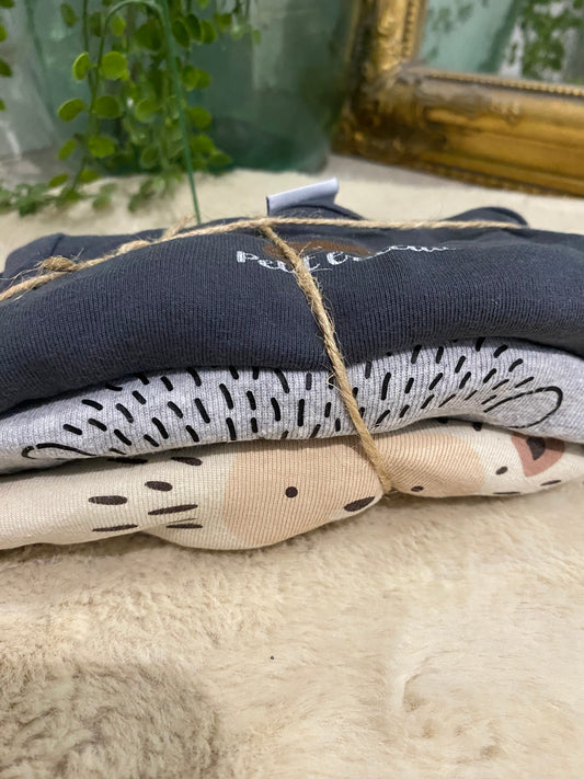 Lot de 3 bodies bébé beige & gris – Manches longues – 9 mois – Petit Bateau