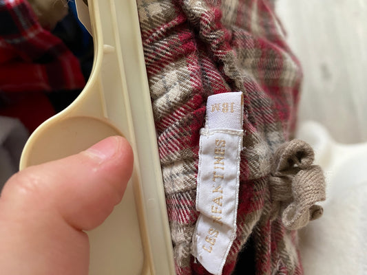 Pantalon à carreaux beige & bordeaux large – 18 mois – Les Enfantines