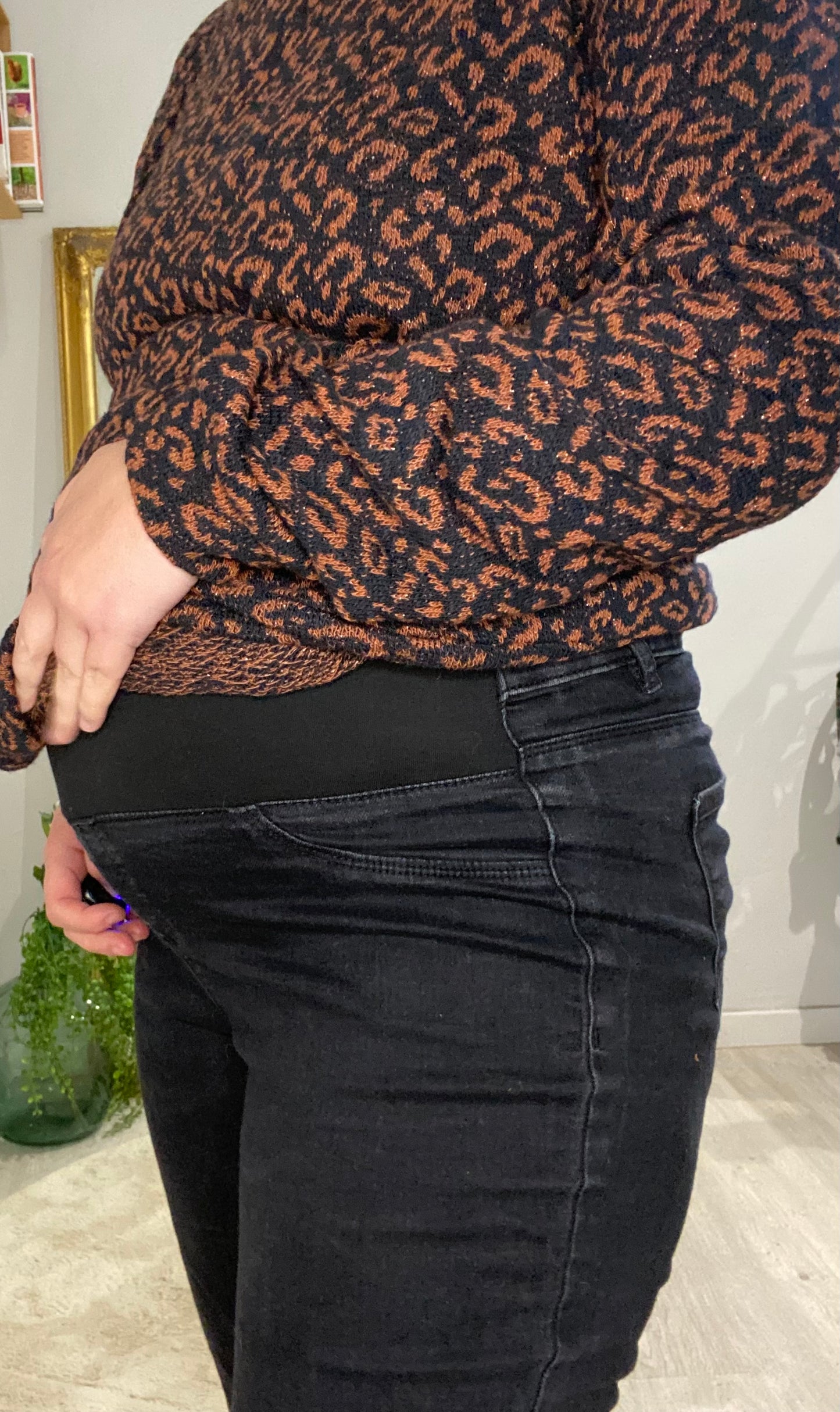 Jean noir taille XL – taille élastiquée