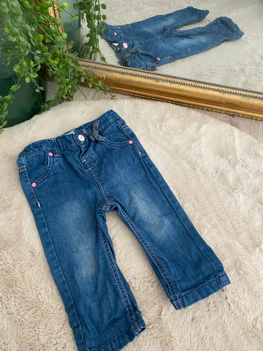 Jean regular avec boutons roses – 9 mois COCOON 👖🌸
