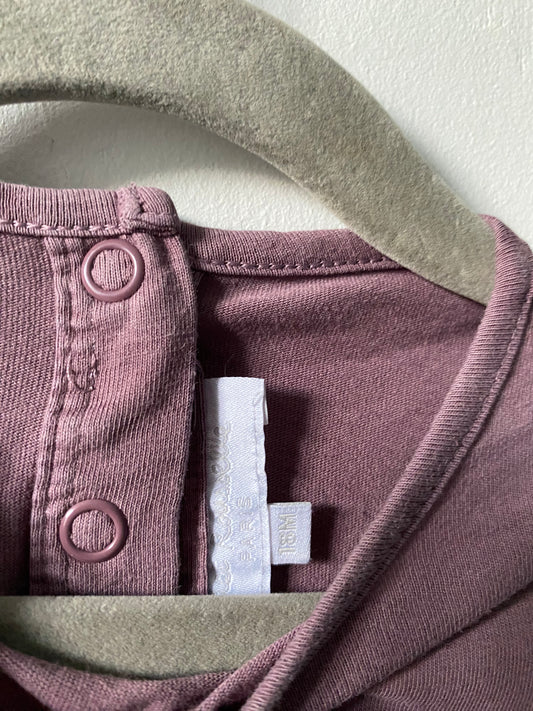 T-shirt manches longues prune In Extenso motif biche - 18 mois