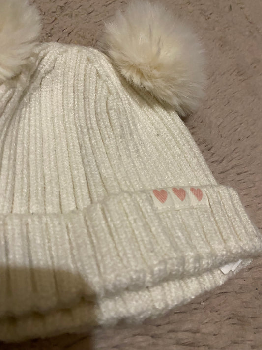 Bonnet crème à deux pompons – Orchestra | 3/6 mois