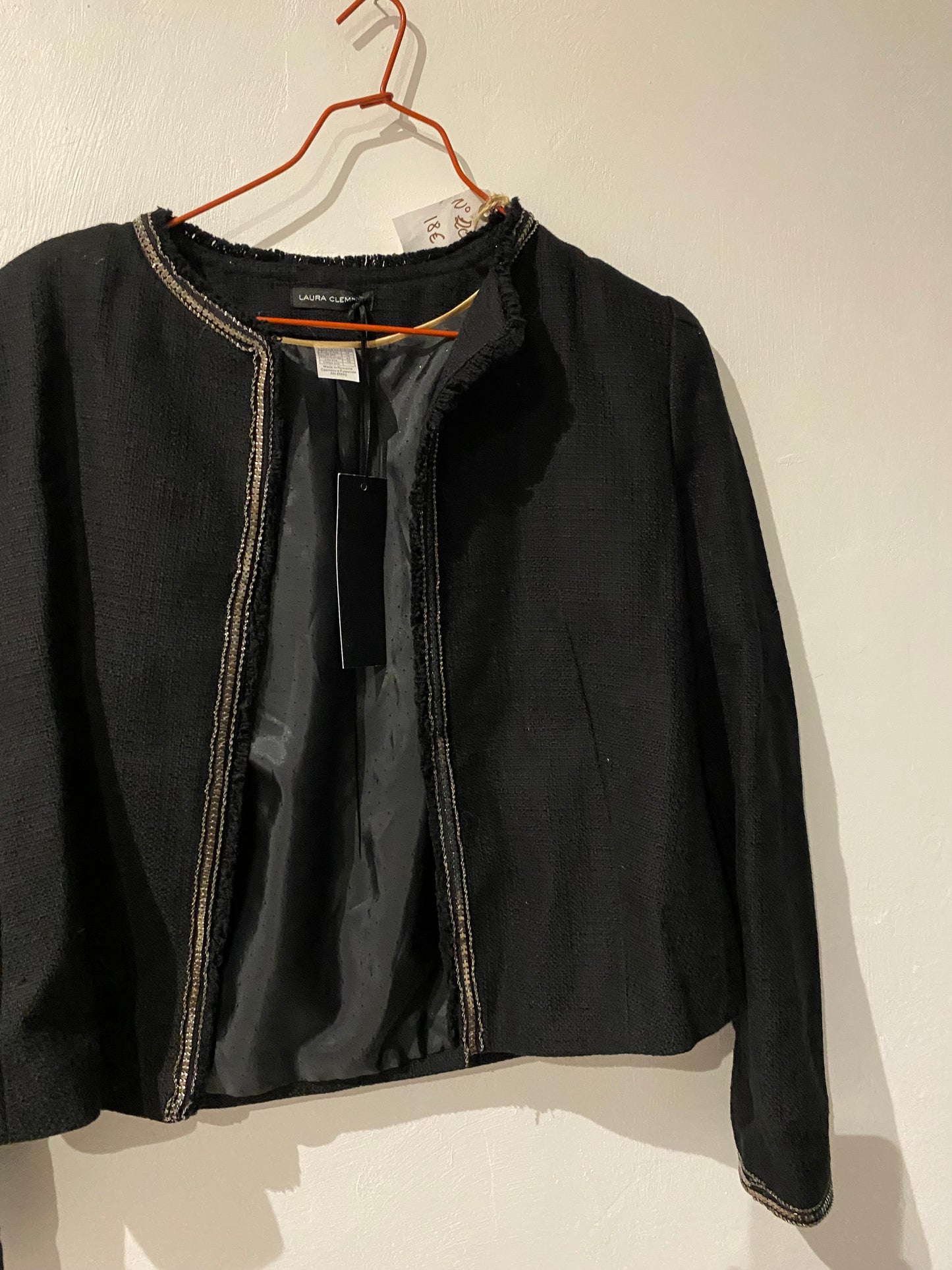 blazer effet laine noir – Laura Clément – taille 46 – NEUF AVEC ÉTIQUETTE