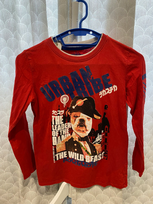 T-shirt rouge manches longues motif chien – 10 ans – Tex