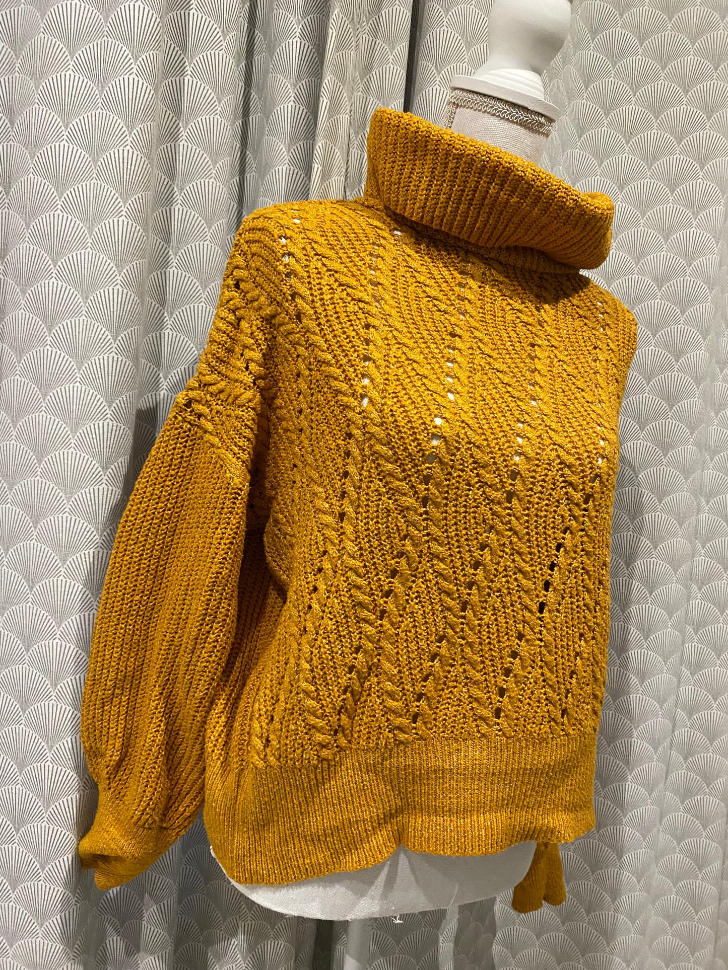 Pull moutarde effet laine col montant – Cache Cache – M