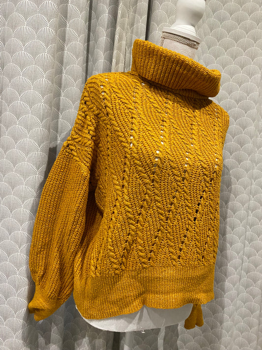 Pull moutarde effet laine col montant – Cache Cache – M