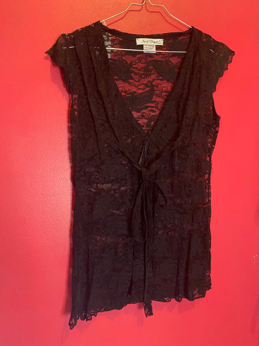 Haut noir en dentelle à nouer – Jus d’Orange – Taille M