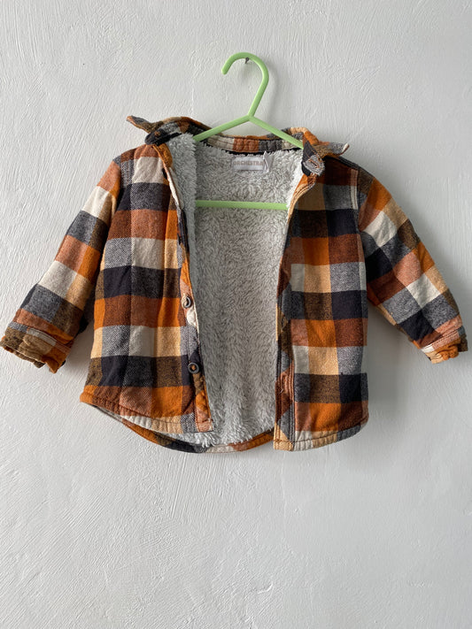 Chemise bébé double pilou marron et orange – 9 mois – Orchestra