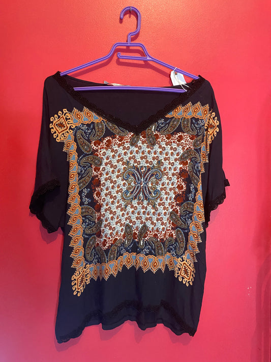T-shirt noir décor multicolore – Promod – Taille M