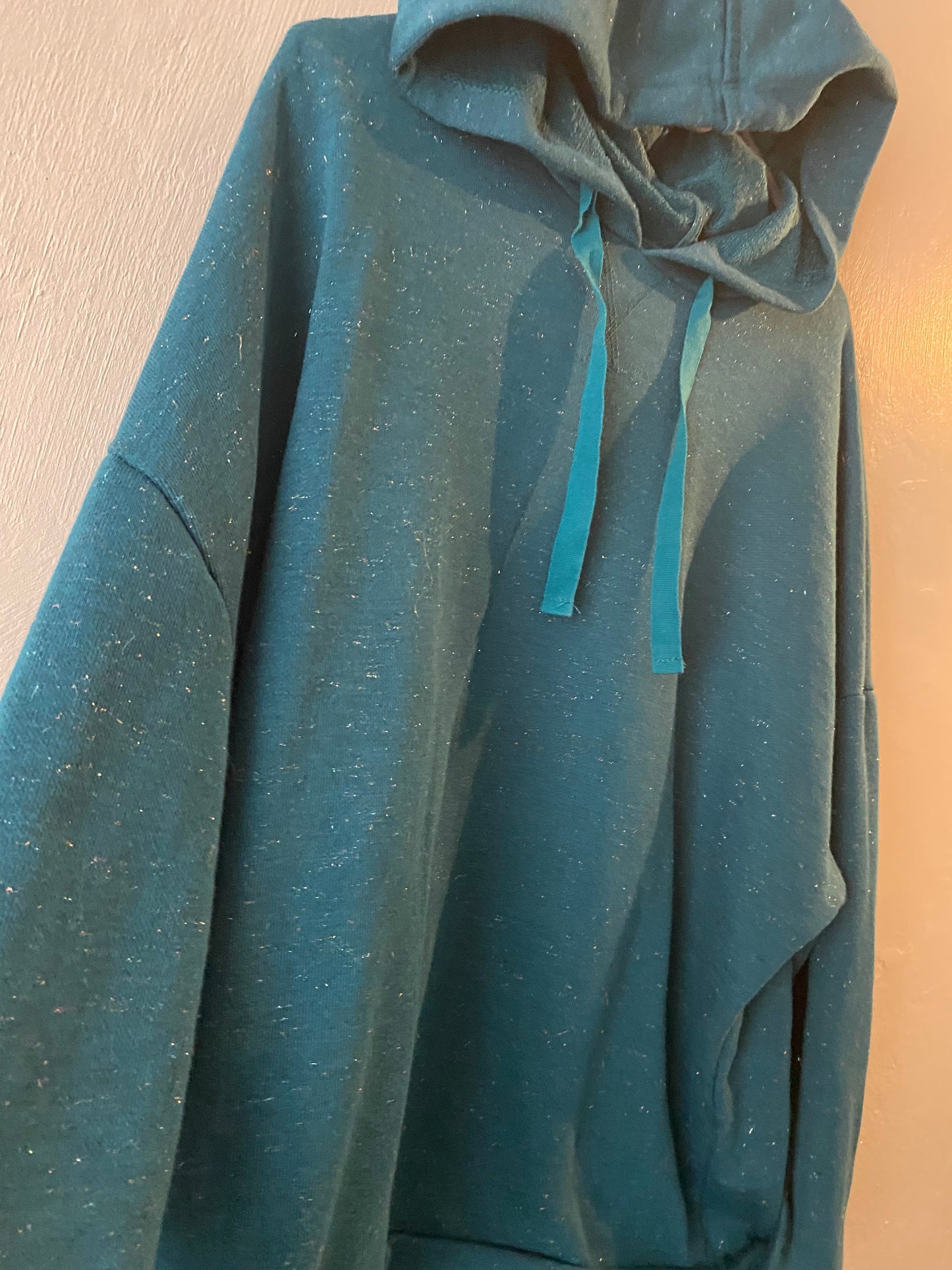 sweat à capuche bleu canard pailleté – taille xl (correspond l) promod