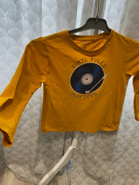 T-shirt manches longues moutarde motif vinyle – 8 ans – Orchestra
