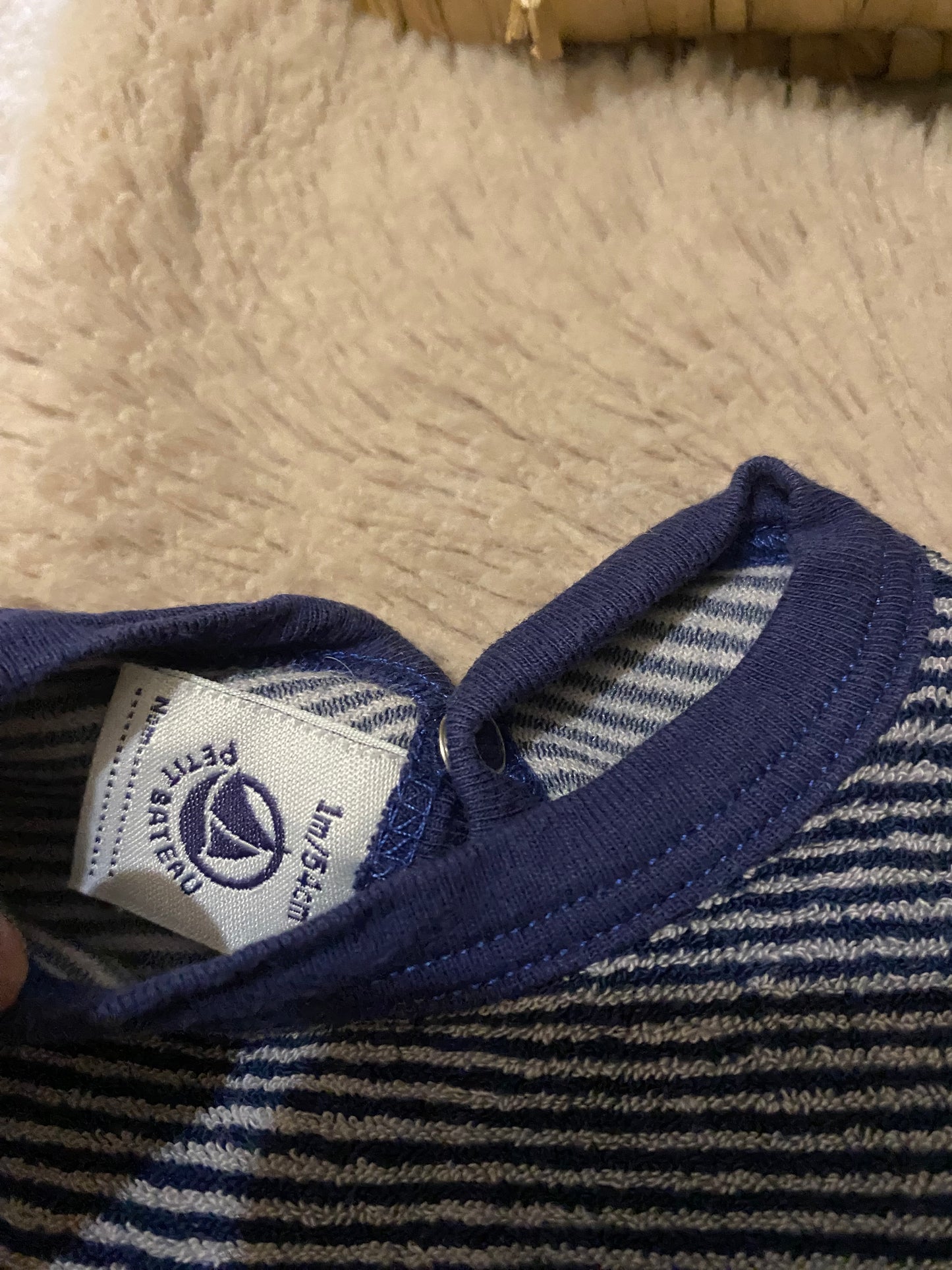 Lot 2 pyjamas velours rayés – Petit Bateau – 1 mois