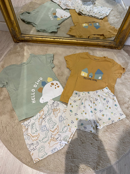 🌙 Lot 2 pyjamas été t-shirt + short – Gémo – 3 ans