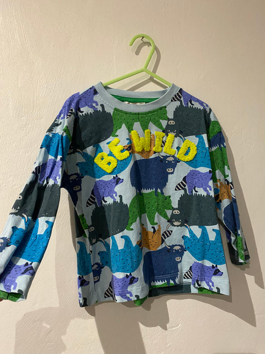 T-shirt bleu & vert motif animaux – 3 ans – DPAM