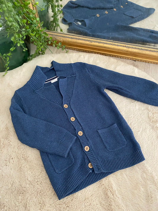 Gilet bleu à boutons col montant – 12/18 mois H&M 💙🧸