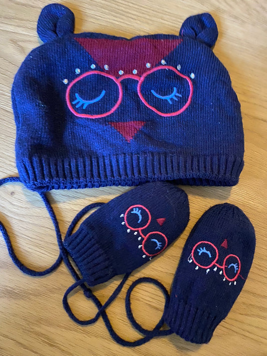 Lot bonnet + moufles avec cordon – 18/24 mois – DPAM