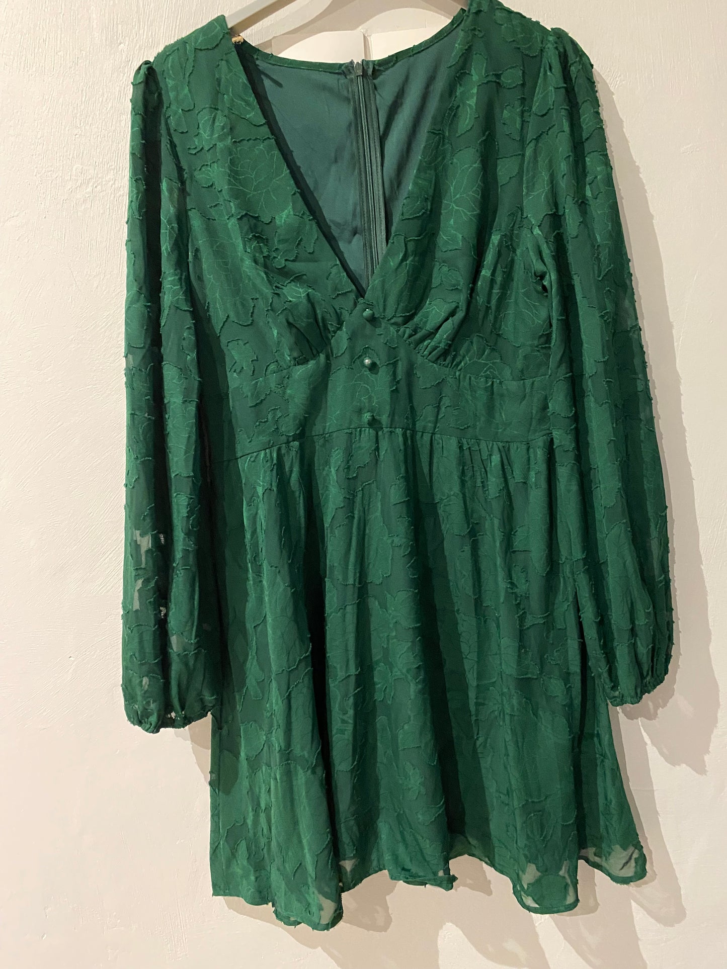 robe verte fluide – manches transparentes – taille M