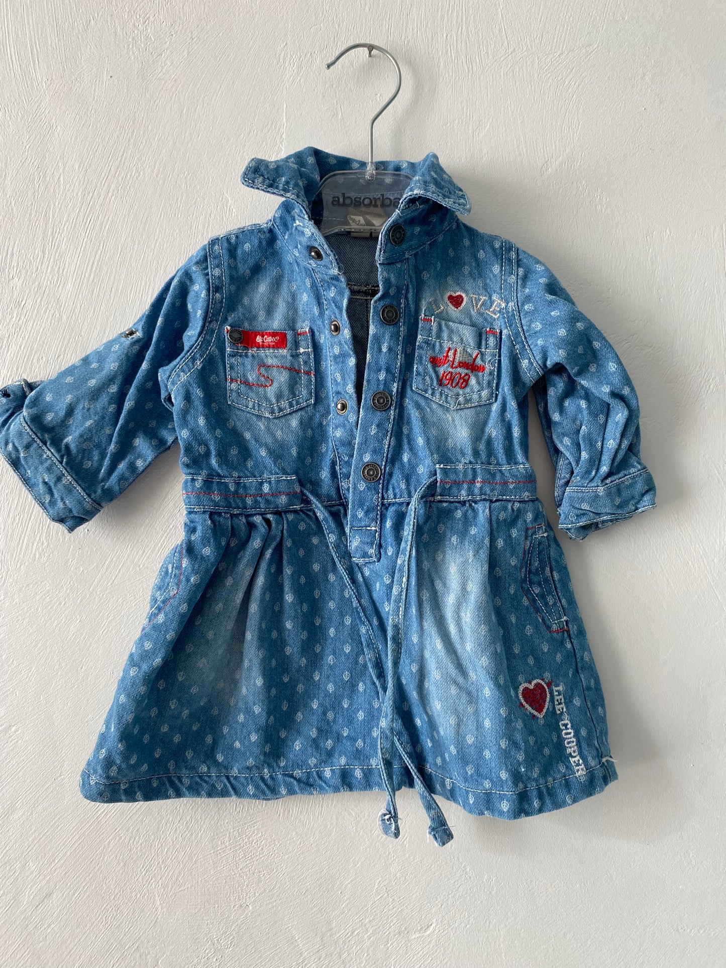 Robe chemise bébé en jean – Manches longues – 3 mois – Lee Cooper