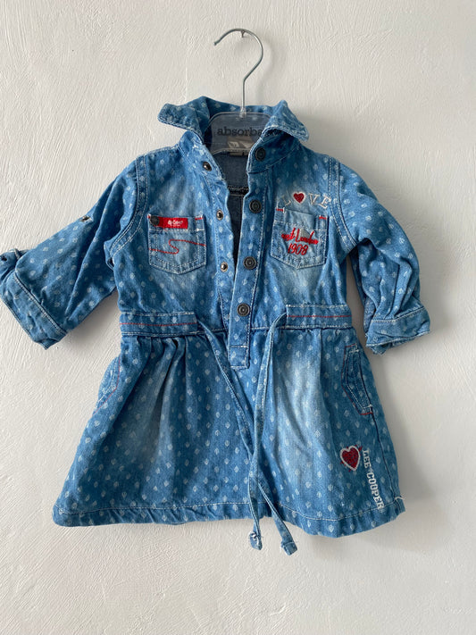 Robe chemise bébé en jean – Manches longues – 3 mois – Lee Cooper
