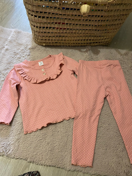 Ensemble bébé fille 12/18 mois – rose à pois – SHEIN – Neuf avec étiquette