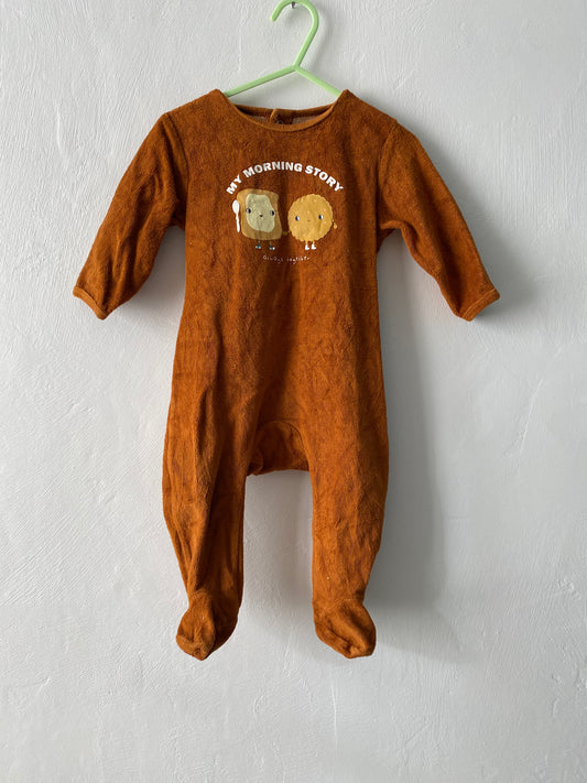 Pyjama bébé velours marron – 12 mois – KIABI