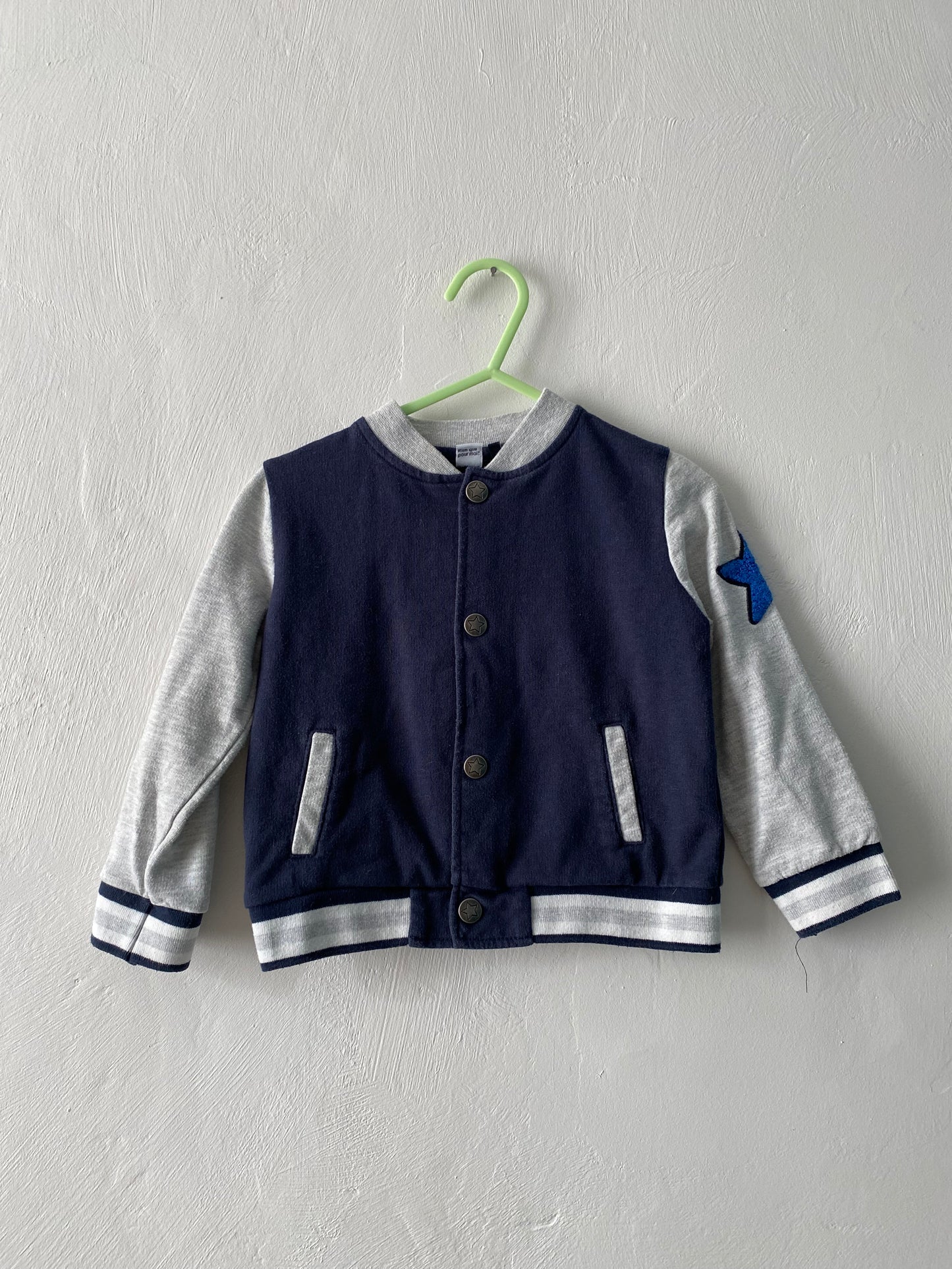 Veste teddy bébé marine & gris – 18/24 mois – 3 Pommes